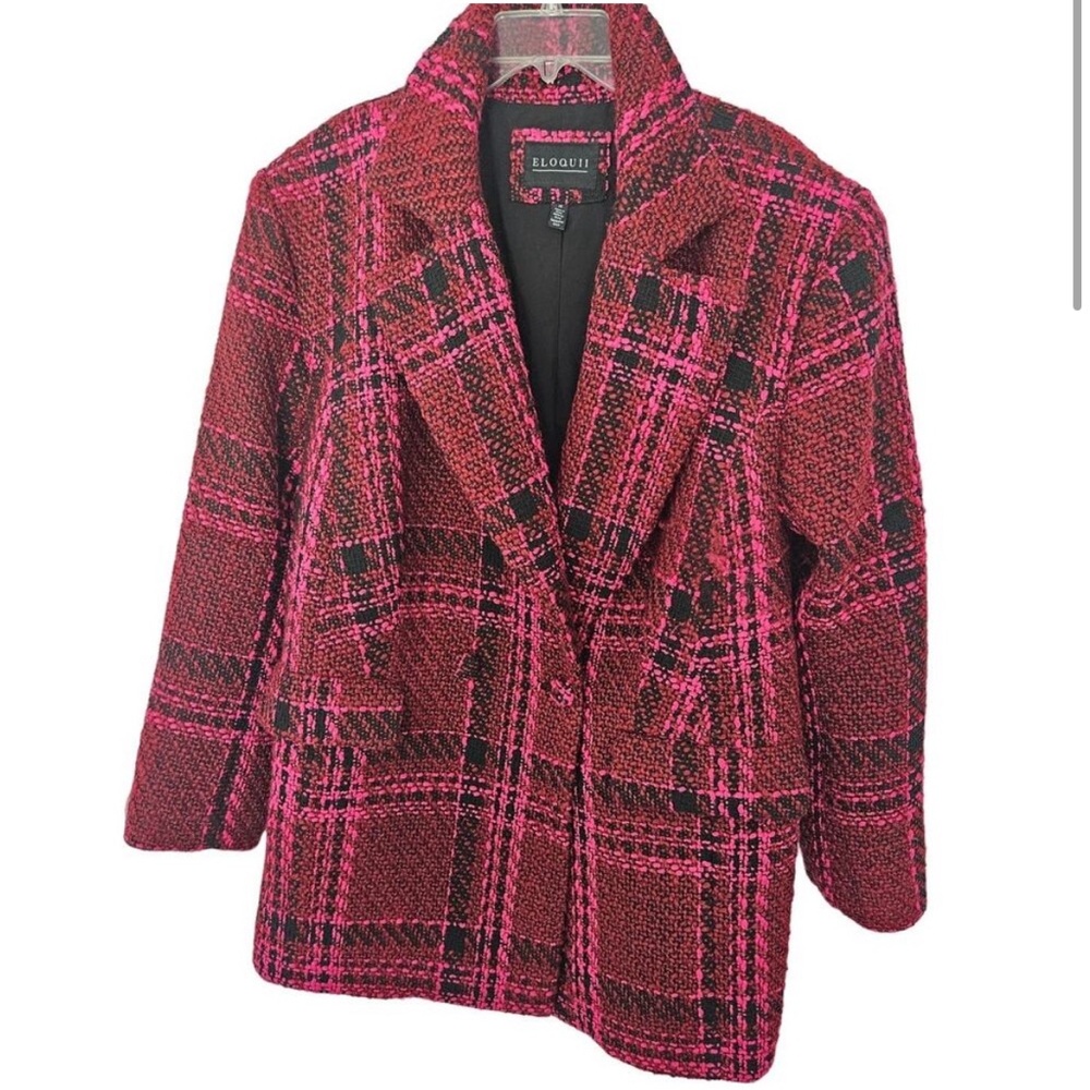 Eloquii pink red tweed blazer size 18